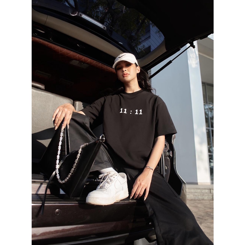 Áo phông form rộng tay lỡ màu xanh hot trend, Áo thun Unisex 11:11 cotton 100% mềm mịn hàng cao cấp TTS15 | BigBuy360 - bigbuy360.vn