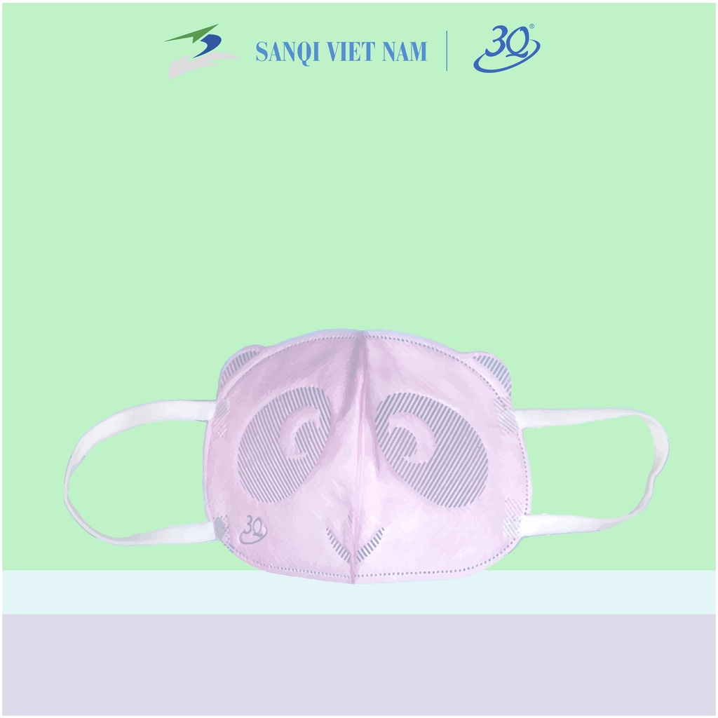 KHẨU TRANG GẤU PANDA 3Q CHO BÉ TỪ 0-2 TUỔI MÀU HỒNG（1 BỊCH 10 CÁI ) SIZE S
