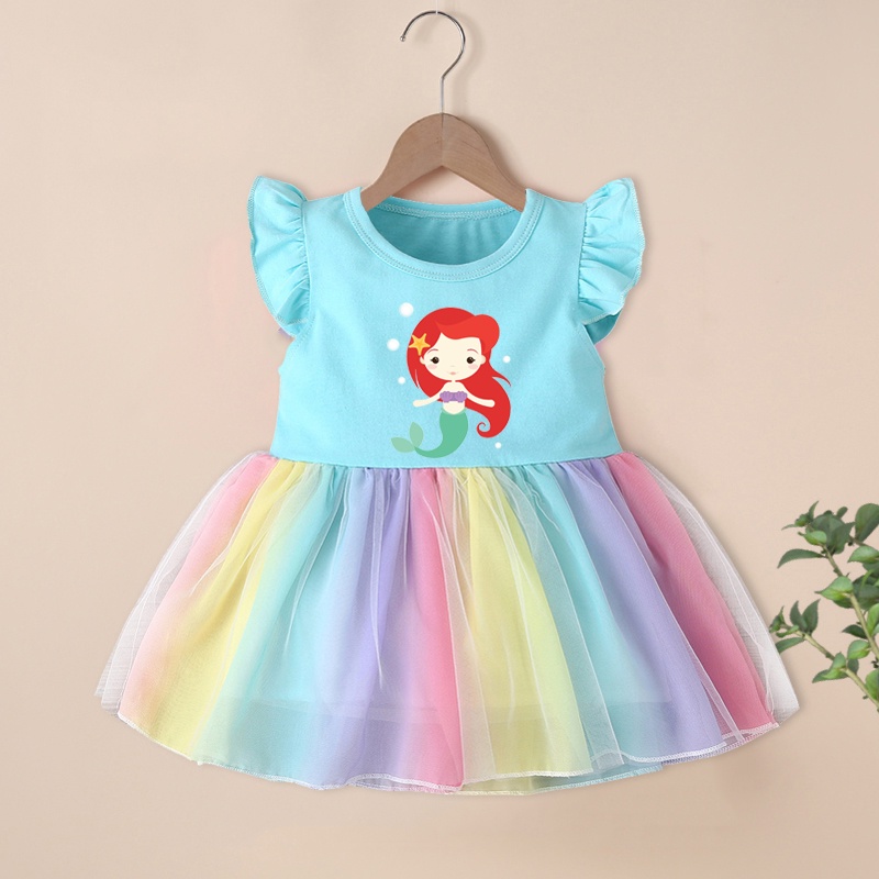 Đầm Công Chúa Tiên Cá Dễ Thương Cho Bé Gái 1-4 Tuổi
