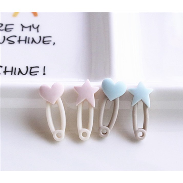 Charm (C65) slime/ Dụng Cụ Charm Trang Trí [Ko Keo &amp; Nút] Kẹp trái tim &amp; ngôi sao (0.9x2.2 cm)