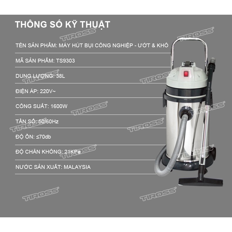 Máy hút bụi công nghiệp Tiross TS9303