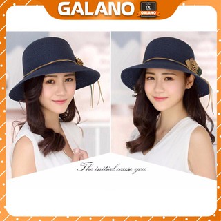 Mũ (nón) đi biển vành nhỏ đính hoa da