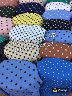 Vải áo dài chấm bi xốp