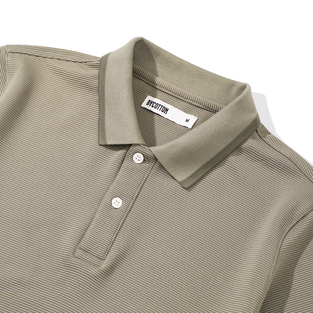 Áo Thun Gân Polo Nam Cổ Bẻ Màu Xanh Lá Đậm BY COTTON Ribbed Polo Dark Green