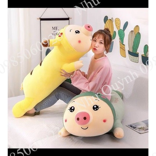 Gấu Bông Lợn Biến Hình Pikachu Size To Heo Biến Hình Màu Vàng Dễ Thương 1M 1M2 1M5