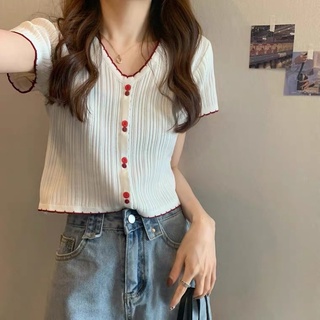 Áo len tăm mỏng cổ V có cúc nhiều màu