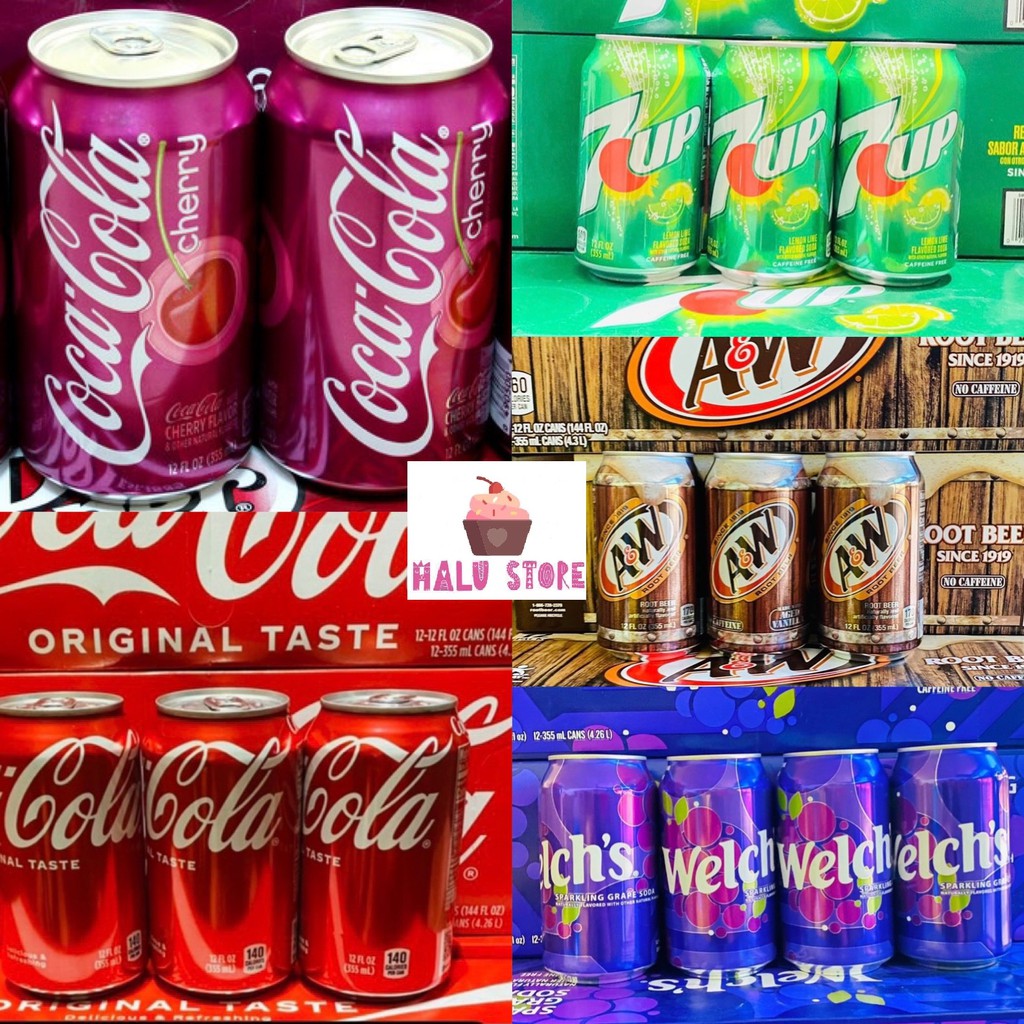 [HOT] Coca cherry , 7 Up, Xá Xị A&amp;W , Welchs Nho , Coca Cola Original Lon 355ml -  Mỹ