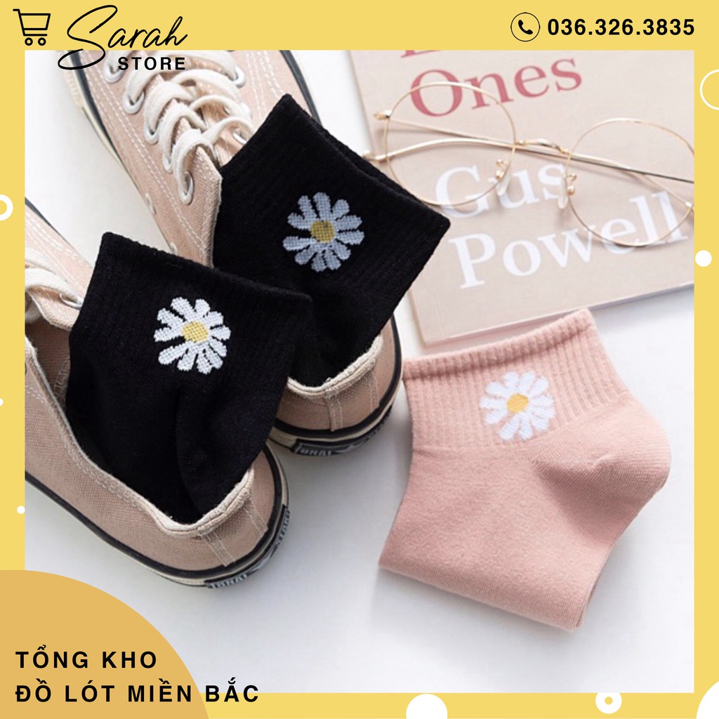 Túi 10 Đôi Tất Nữ Cổ Ngắn Cotton Hoa Cúc