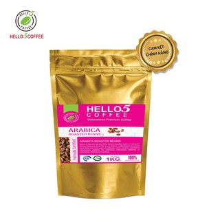 Cafe nguyên chất Arabica Hello 5 Coffee - Gói 1kg ( Hạt - Bột)