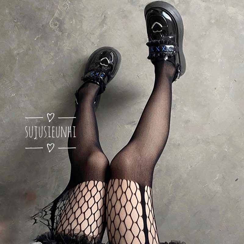 quần tất đen kẻ đùi mix lưới dành cho nữ