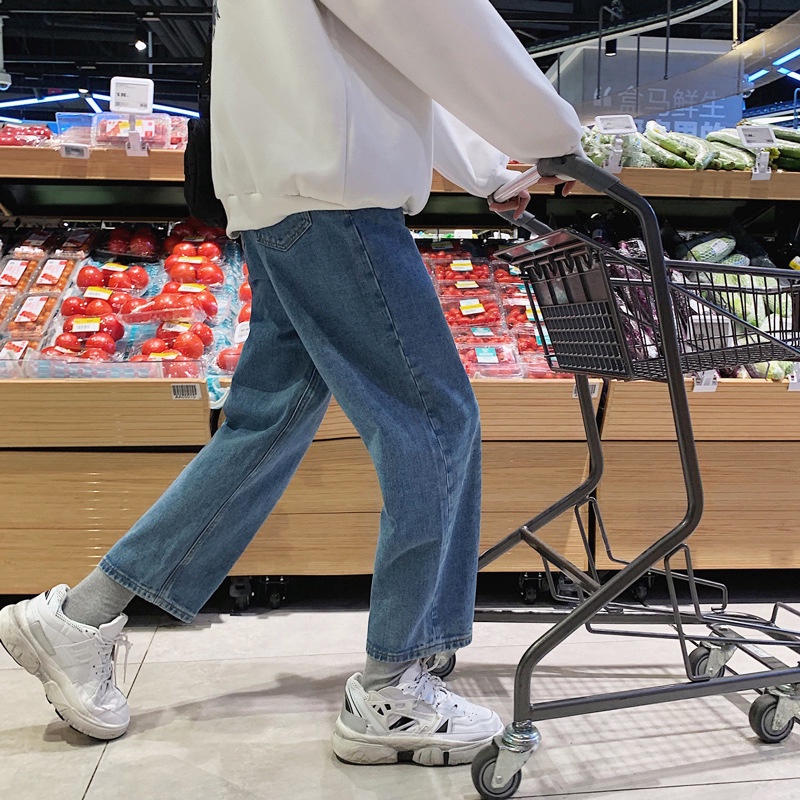Quần Jeans Dài Ống Rộng Phong Cách Retro Hàn Quốc Cho Nam