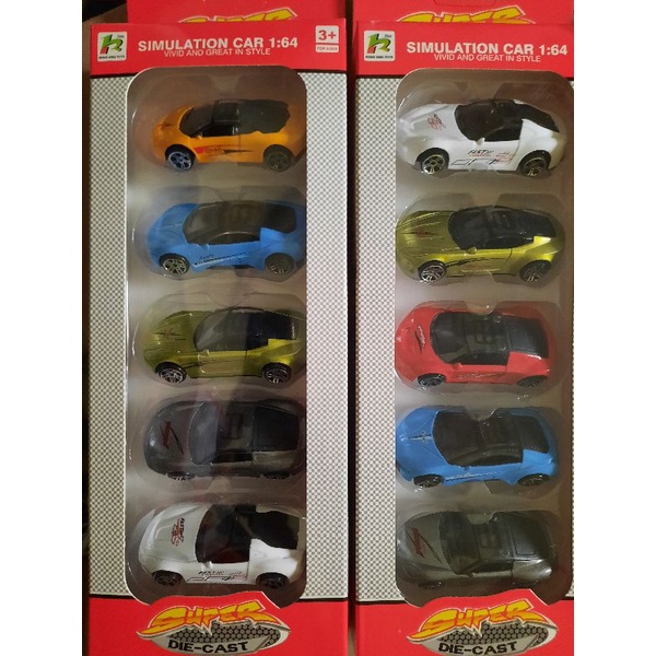 Xe ô tô mini bằng sắt chạy trớn đồ chơi trẻ em bộ 5 chiếc