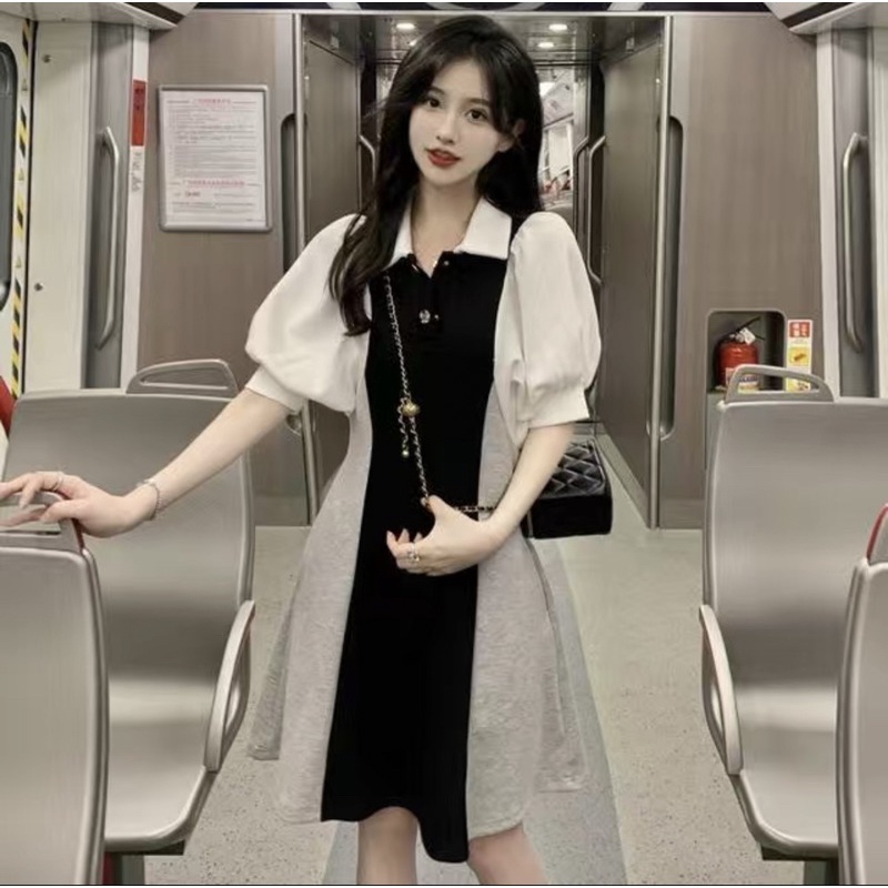 BIGSIZE Đầm polo nữ xoè tay bồng