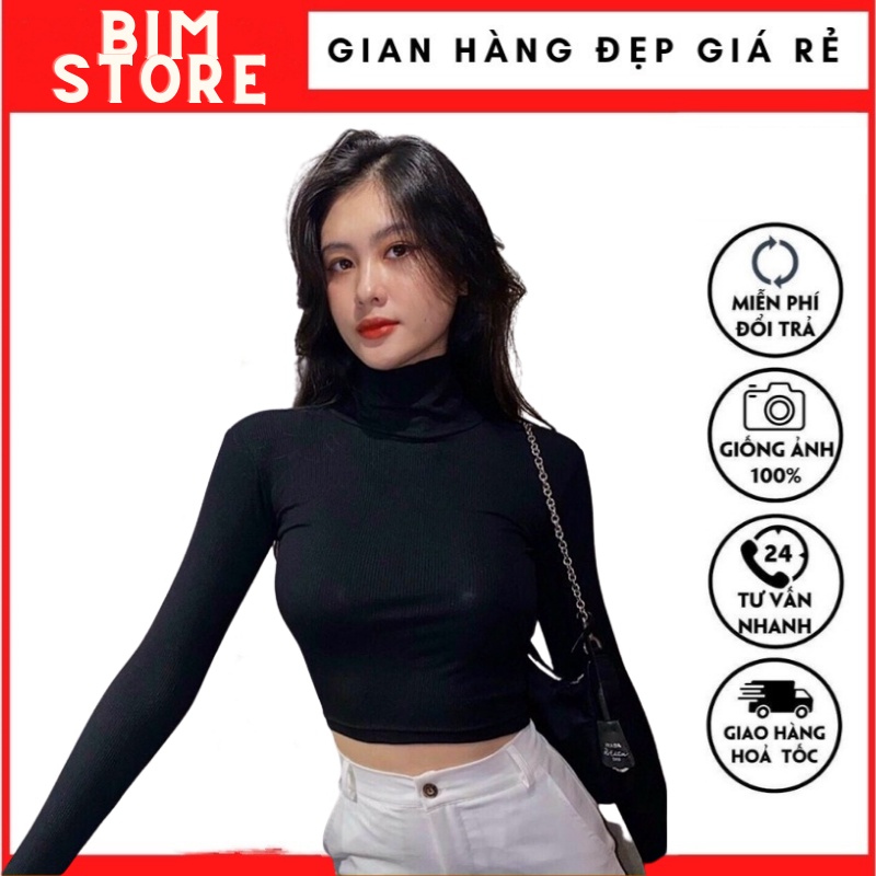 Áo croptop cổ lọ chất mềm mịn Freesize