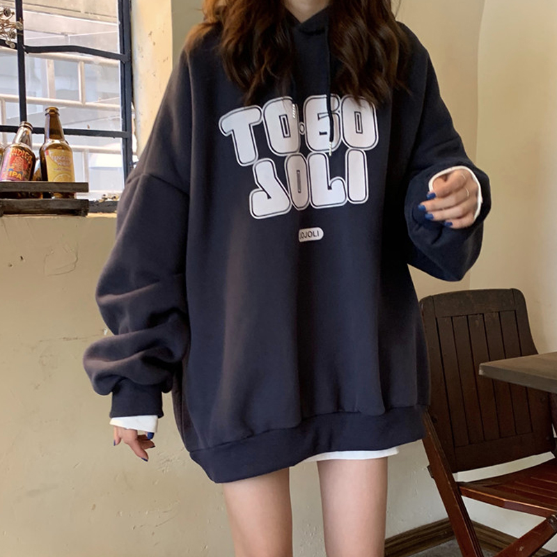 Áo Hoodie Tay Dài Dáng Rộng Phong Cách Hàn Quốc 2021