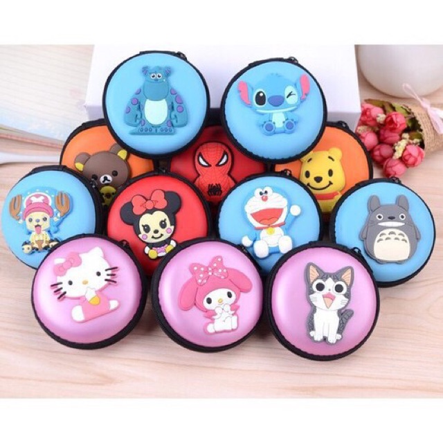 Ví đựng tiền xe/tai nghe/cáp USB thiết kế hoạt hình Hàn Quốc dành cho nữ