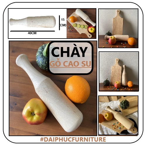 [CÓ BÁN LẺ] THỚT CÓ TAY CẦM VÀ CHÀY GỖ CAO SU CAO CẤP XUẤT KHẨU ( RUBBER WOOD CUTTING BOARD- 고무나무 도마- THỚT DECOR CHỮ A)