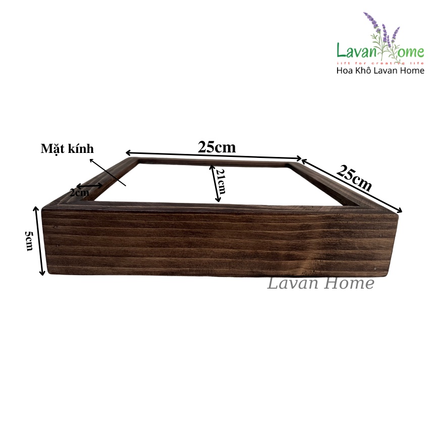 Khung ảnh gỗ dạng hộp có mặt kính, cao 5cm phù hợp làm tranh hoa khô, tranh handmade hoa nổi, khung gỗ 3d, hộp đựng quà