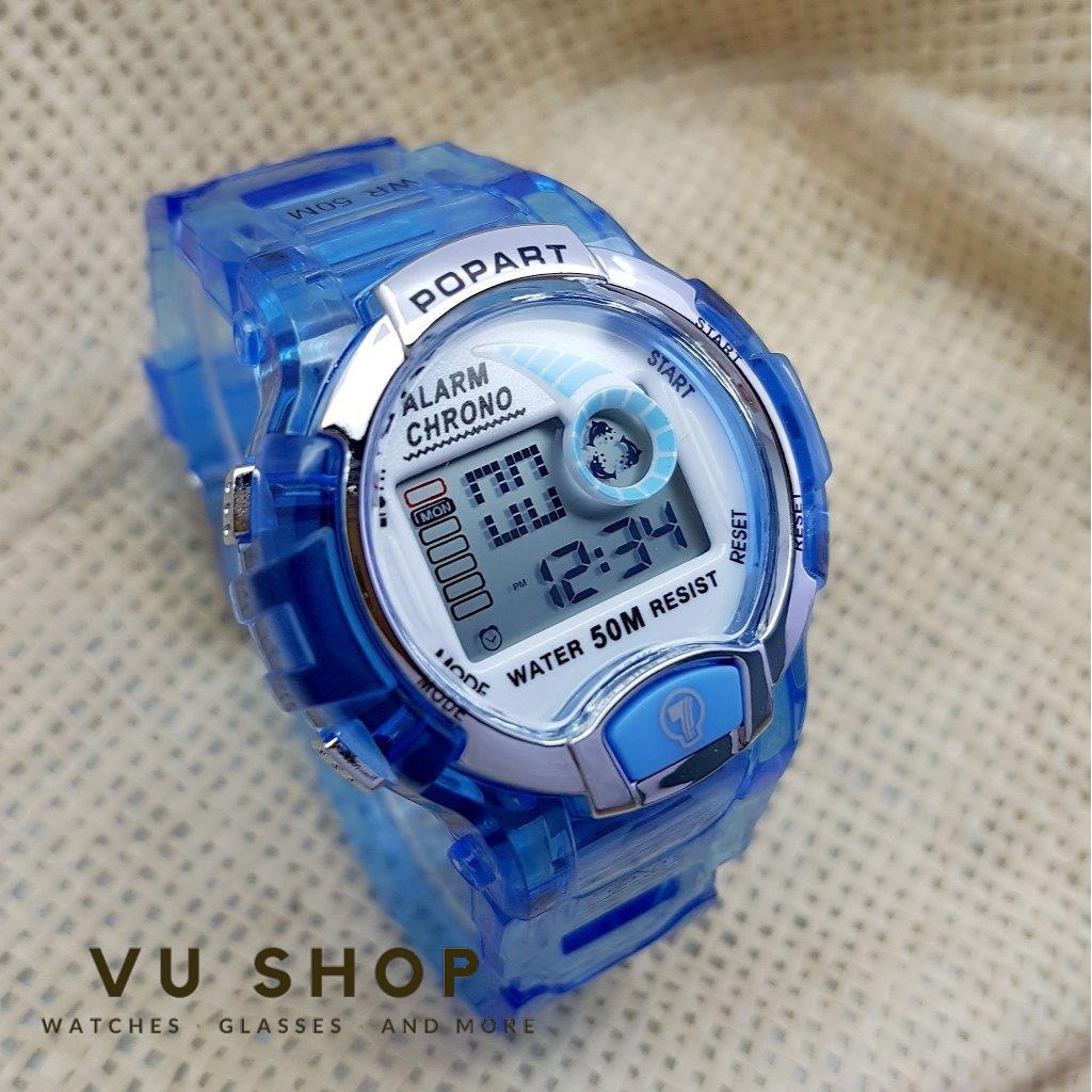 ĐỒNG HỒ BÉ TRAI POPART - ĐÈN LED ĐỔI MÀU - XANH ĐỎ | BigBuy360 - bigbuy360.vn