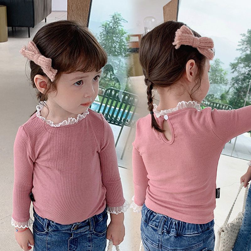 Áo tay dài có cổ búp bê xinh xắn đáng yêu cho bé gái