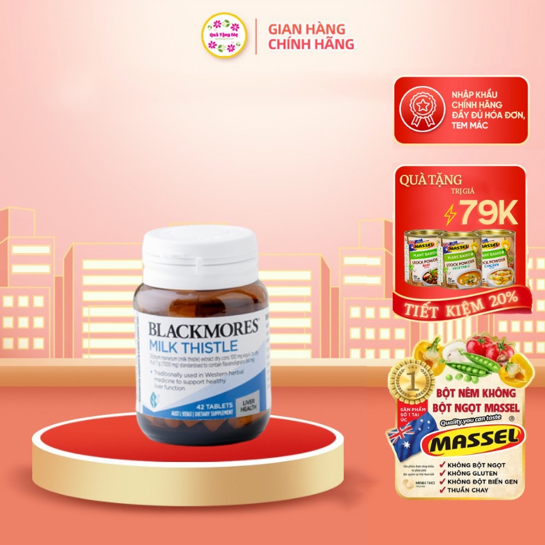 Viên uống giải độc gan mát gan blackmores milk thistle 42 viên Healthy Care quatangme