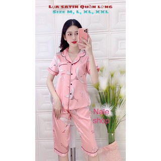 Đồ bộ pijama lụa satin lửng hạt nữ