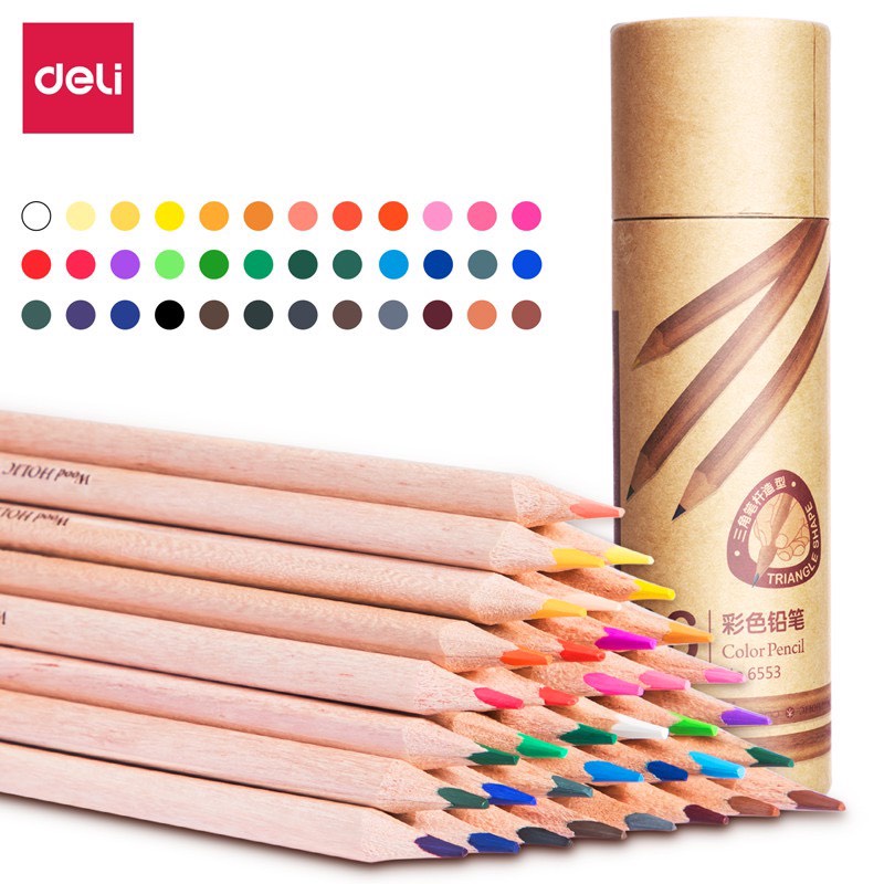 Bút chì màu học sinh dạng cốc cao cấp Deli - 6550/6551/6552/6553/6554