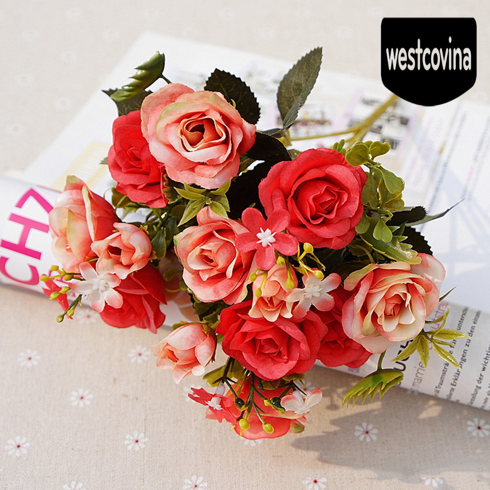 [Hot]☀ 1 Bó Hoa Gồm 10 Bông Hoa Hồng Giả Theo Phong Cách Hoàng Gia Châu Âu