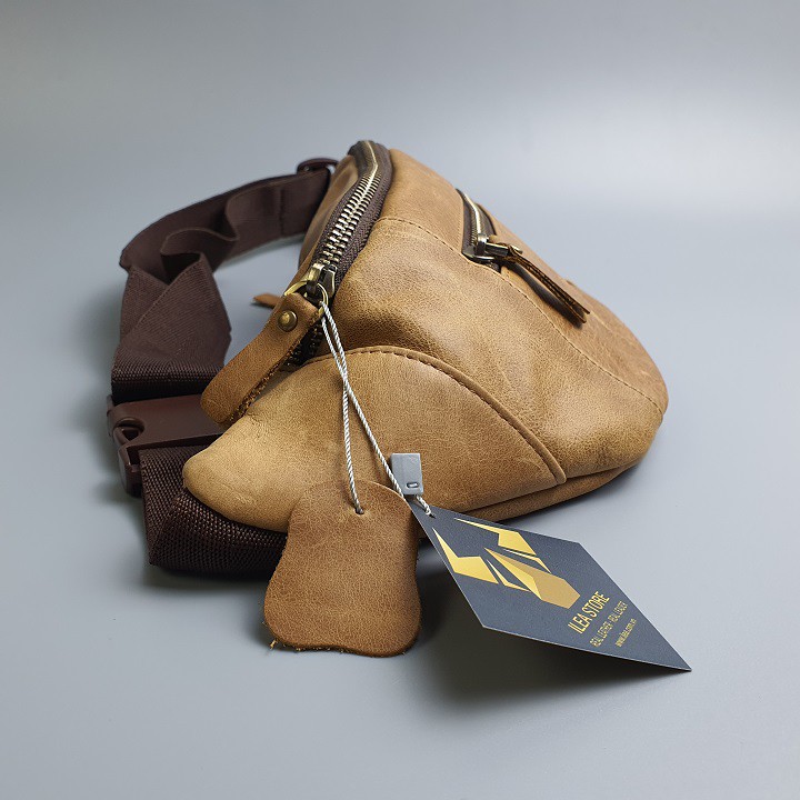 Túi đeo chéo, túi bao tử da bò thật TD106VB (Nâu sáp/Vàng bò) [Freeship] - 100% da bò thật, bảo hành 3 năm | BigBuy360 - bigbuy360.vn