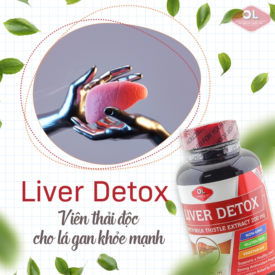 Bổ gan giải độc gan Liver Detox Hộp 60v của Olympian Labs từ Silymarin cây kế sữa, vitamin B6 và bồ công anh