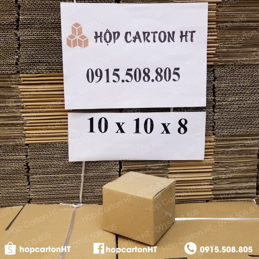 10x10x8 Combo 50 Hộp Carton Đóng Hàng, Thùng Giấy Đóng Hàng COD 3 Lớp - Hộp Carton HT