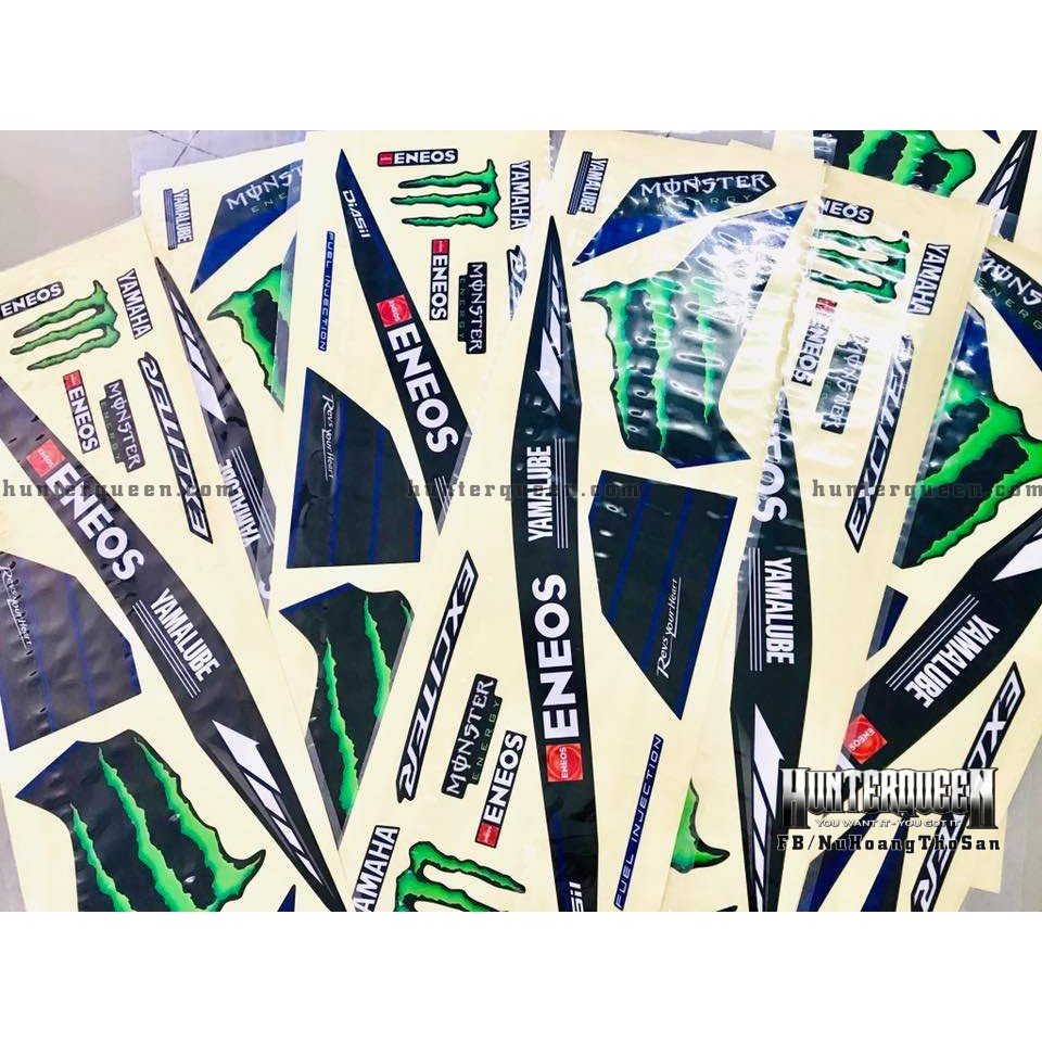 Tem in UV cao cấp. Exciter 150 Monster limited. Decal tem xe ép nhiệt kích thước chuẩn