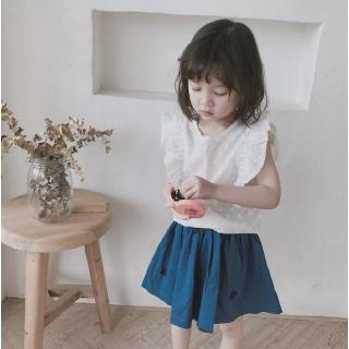 Set áo cánh tiên và chân váy xanh dương phong cách Hàn Quốc đáng yêu cho bé gái