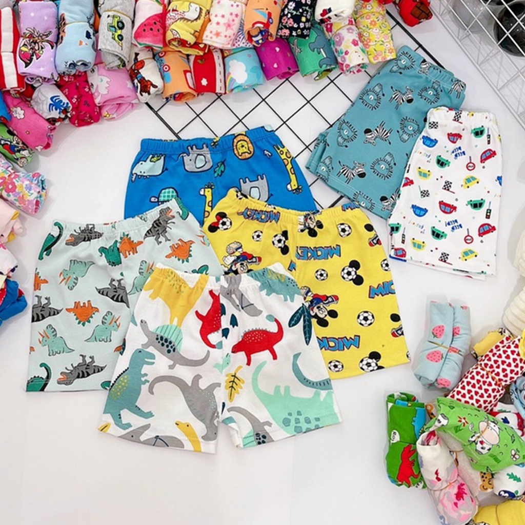 Quần Đùi Cho Bé Trai Và Gái 7-16 Kg Set 1 3 5 Quần Cotton Borip Trẻ Em Xuất Dư Mềm Mịn Mát Đẹp Homie Kids