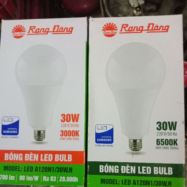 Bóng đèn Led Buld trụ 30W Rạng Đông (ánh sáng trắng+vàng )