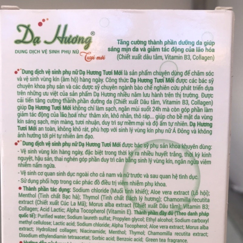 Dung dịch vệ sinh phụ nữ Dạ Hương Trà xanh khử mùi chai 100ml -120ml