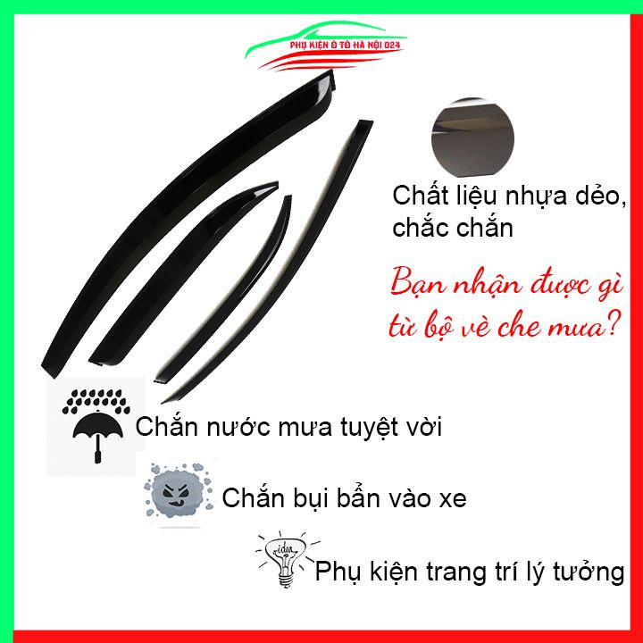 Vè che mưa cho xe ô tô K3, Cerato 2016-2018 vè đen bảo vệ trang trí xe