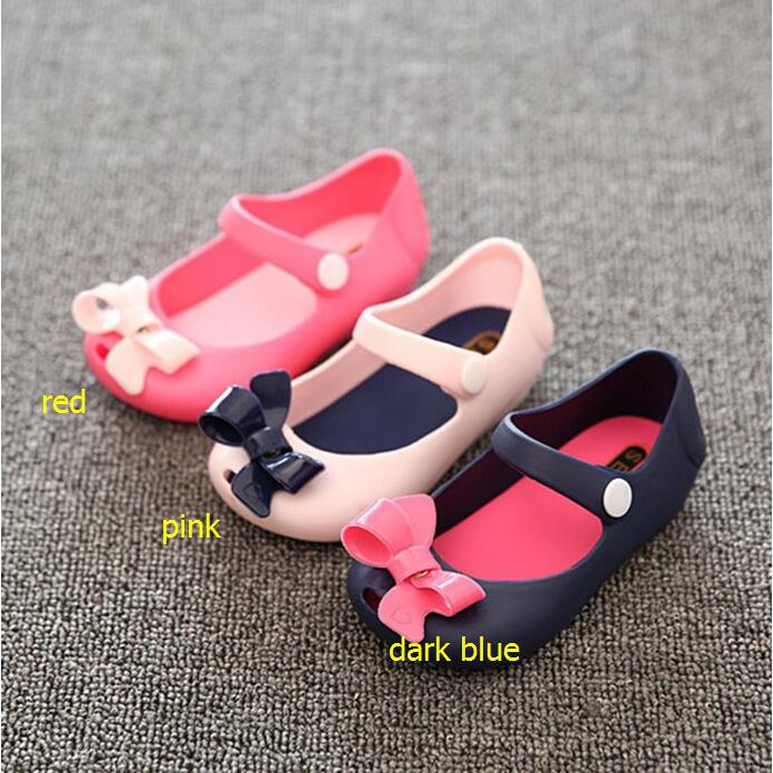 🌠ST🌠 Giày tập đi nhựa nơ 3 màu bé gái