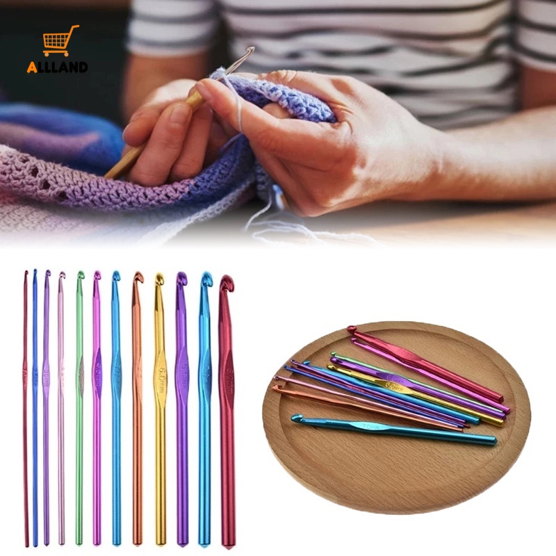 Set 8 kim móc len đơn đầu kim loại nhiều màu sắc