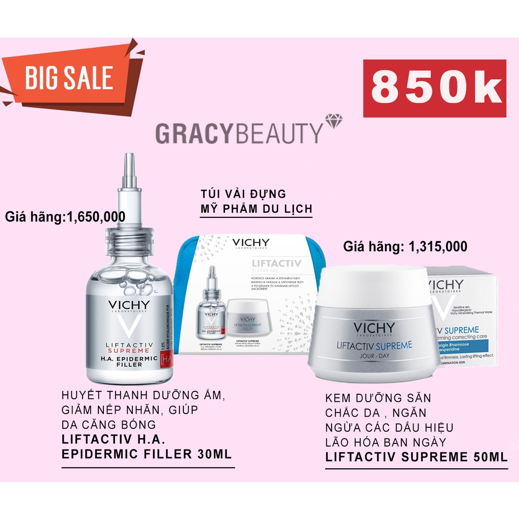 SET KEM DƯỠNG NGÀY NÂNG CƠ, CHỐNG LÃO HOÁ + SERUM NÂNG CƠ, CẤP NƯỚC VICHY ACTIVE SUPREME