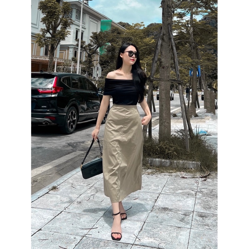 (Ảnh thật) CV656 Chân váy cạp chun sau màu nâu rêu màu lính thời trang Quảng Châu cao cấp xịn sò giá rẻ ngocanh6959