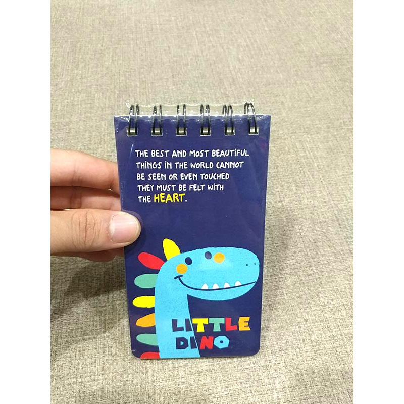 Sổ Lò Xo Cartoon 8x15cm - Mẫu 1 - Little Dino - Màu Xanh - CBN