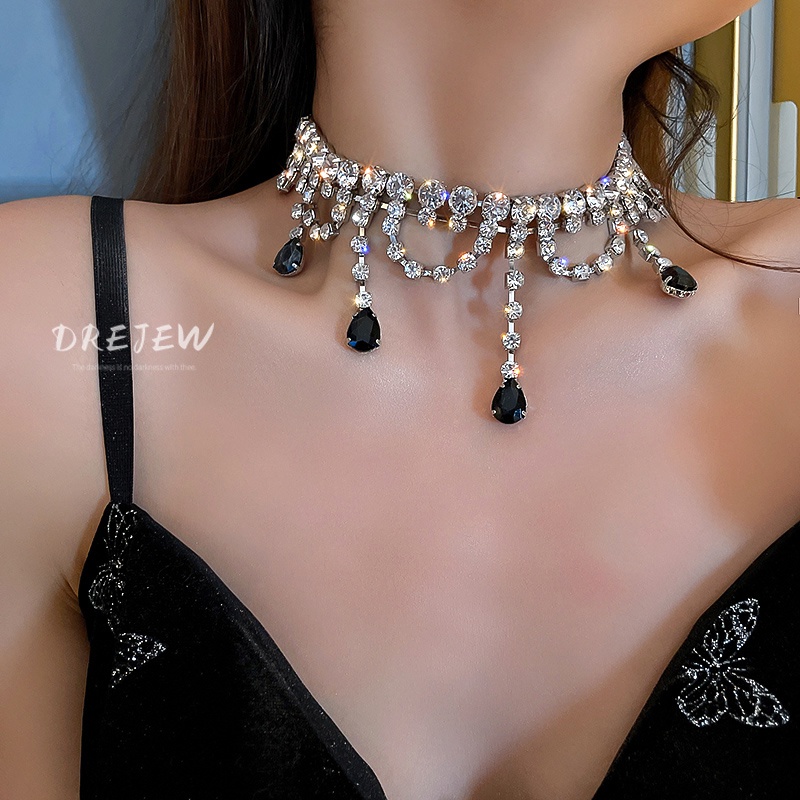 DREJEW Dây chuyền DREJEW đính đá toàn diện phong cách Âu Mỹ quyến rũ cho nữ