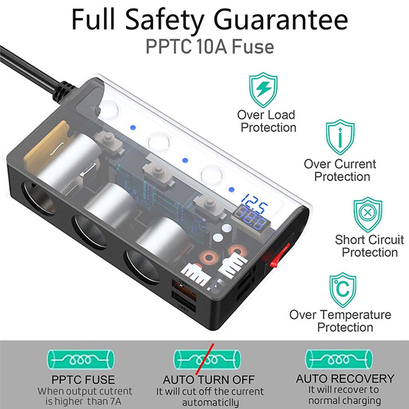 Bộ sạc nhanh SEAMETAL 180W 12V cổng sạc USB kép QC 3.0 đa năng cho xe hơi
