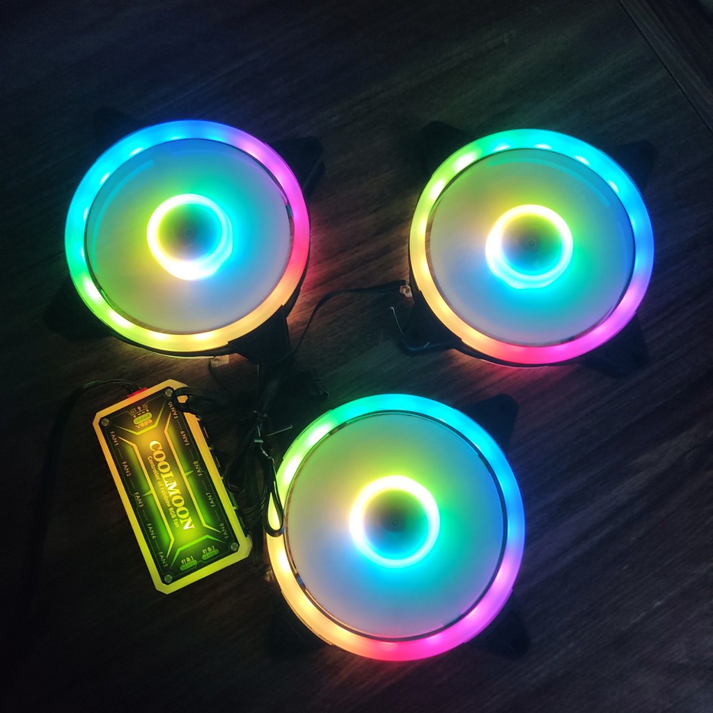 Quạt tản nhiệt máy tính, Fan case KNC, Fan Led V4 RGB Led Đồng bộ màu Hub Quạt Coolmoon