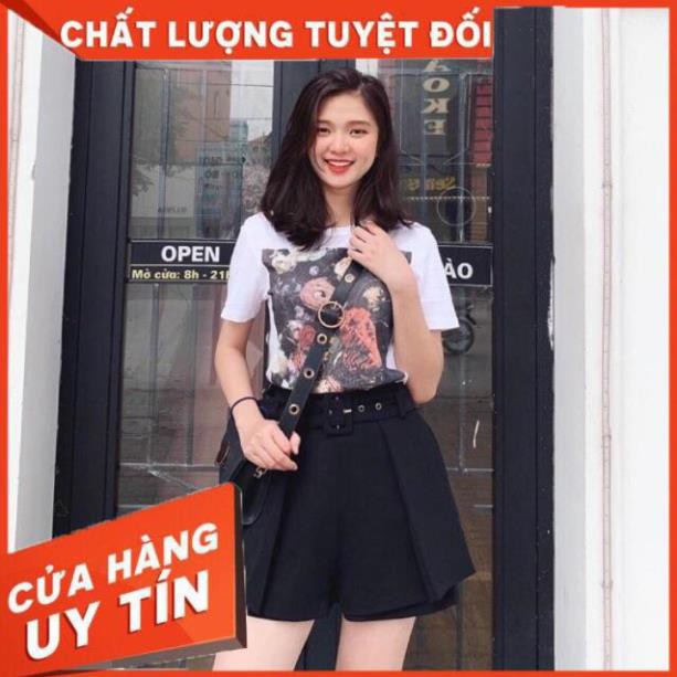 Quần short nữ belt cá tính