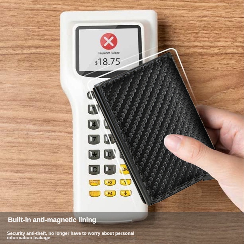 Ví Đựng Thẻ RFID Tự Động Siêu Mỏng Nhiều Ngăn Cho Nam
