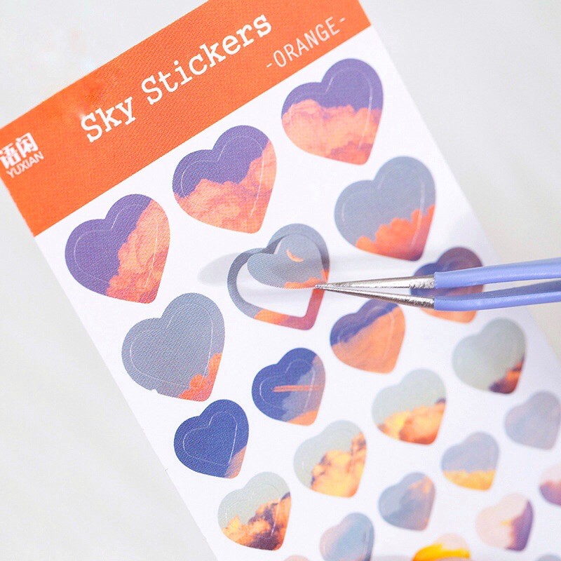 Set 6 tấm sticker 228 miếng dán hình mây trời lãng đãng