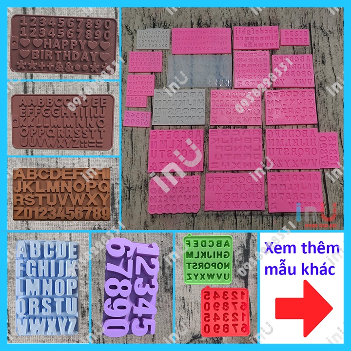 Khuôn silicon chữ cái chữ số làm socola, rau câu, fondand trang trí bánh BSI