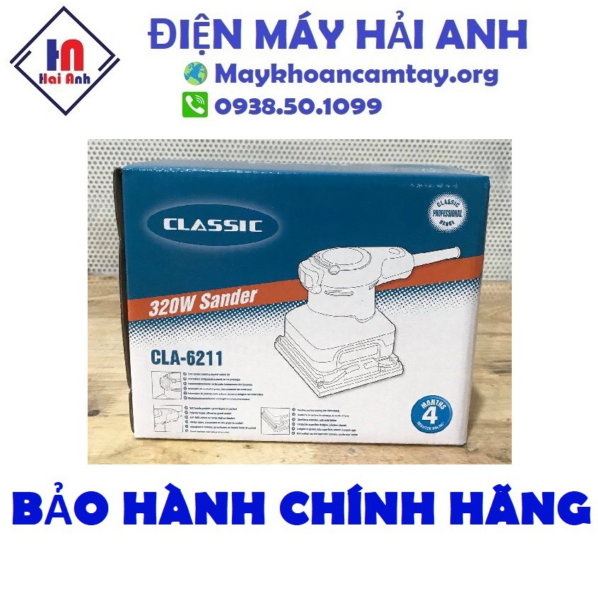 Máy chà nhám vuông mini cầm tay Classic 6211 - Máy chà giấy nhám, đánh bóng gỗ